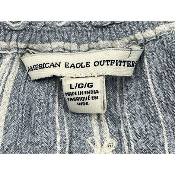 American Eagle Cutwork Floral Embroidered Ruffled Off The Shoulder Crop Top LG - Picture 7 of 10